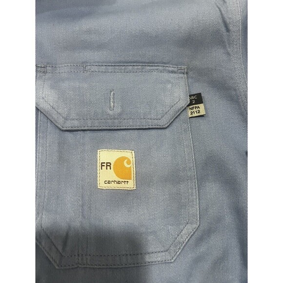 Preowned Carhartt Large RG light blue Fire Resistant Shirt  294-80 ARC2 - Picture 4 of 7